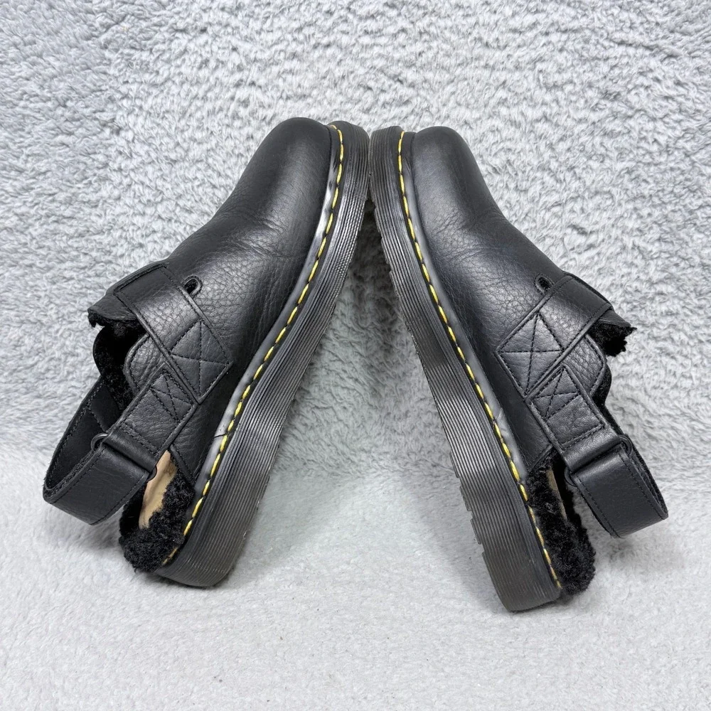 Dr Martens Jorge II Faux Fur Lined Womens Size 7 Slingback Mules Shoes Black - Picture 6 of 9